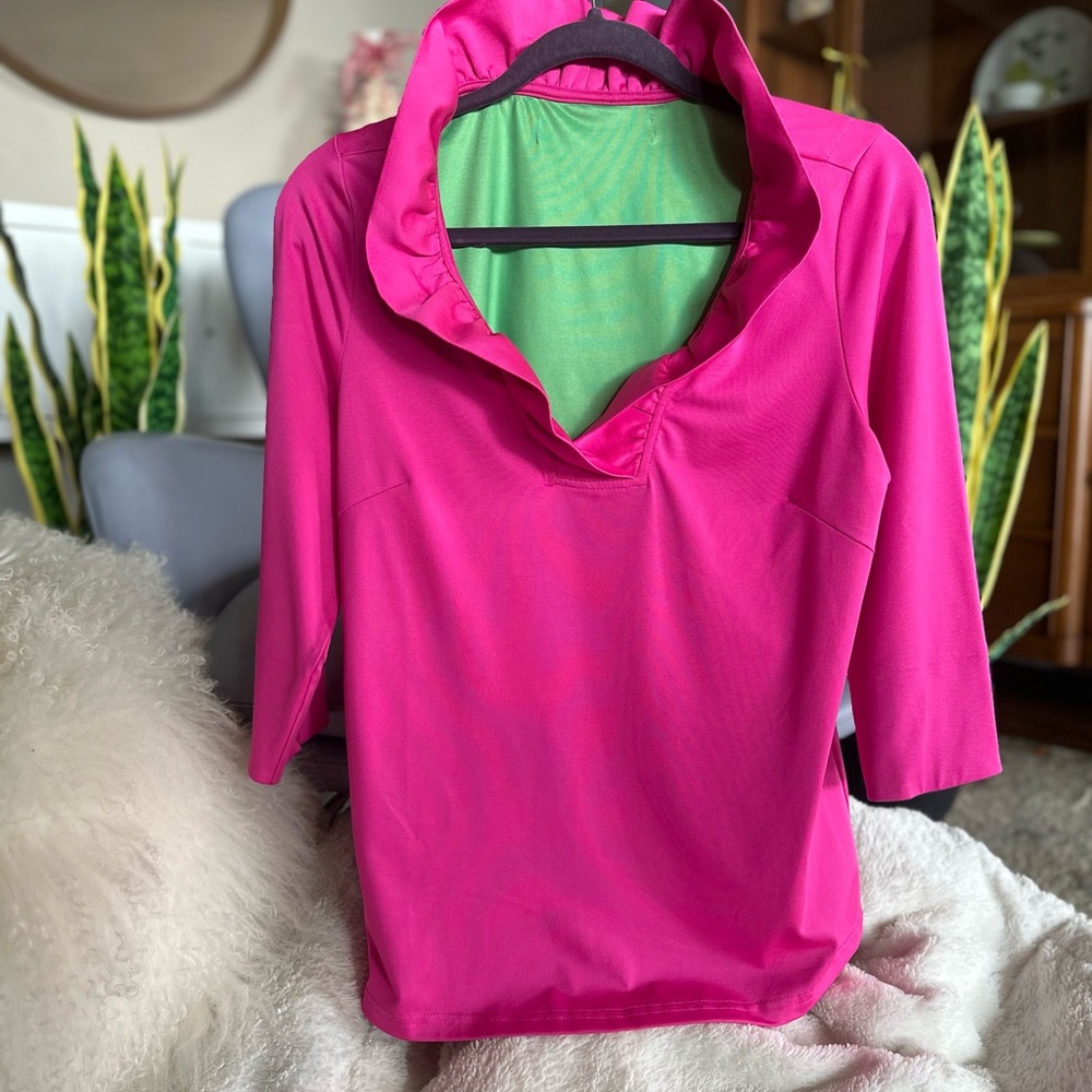 Gretchen Scott Designs Pink Top with Green Lining
